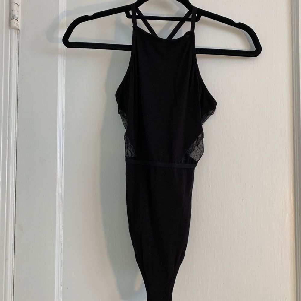 Tahari High Neck Cutout Bodysuit